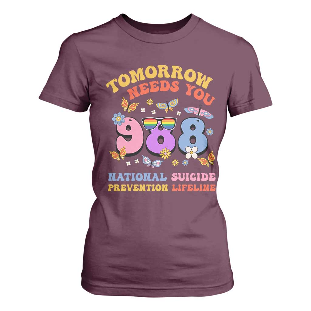 Tomorrow Needs You 988 Suicide Prevention T Shirt For Women Retro National Suicide Prevention Lifeline Support