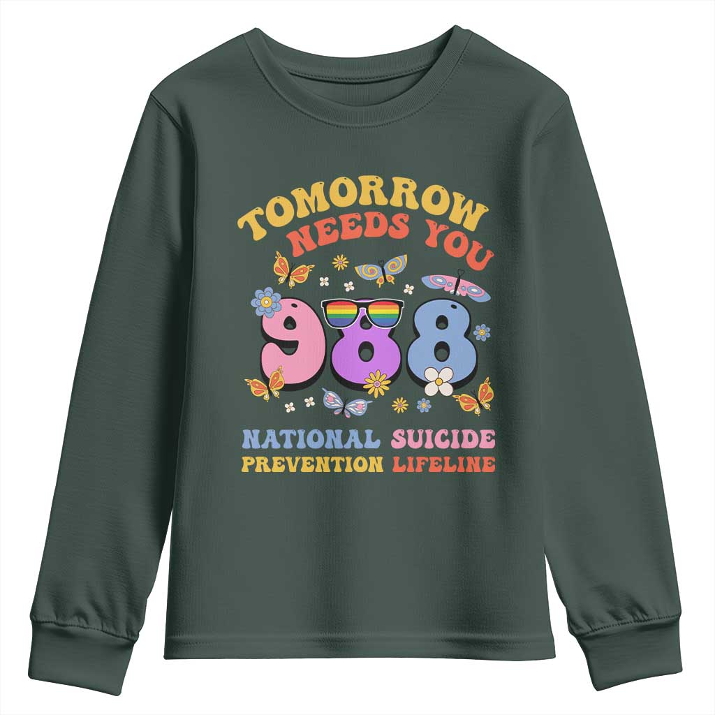 Tomorrow Needs You 988 Suicide Prevention Youth Sweatshirt Retro National Suicide Prevention Lifeline Support