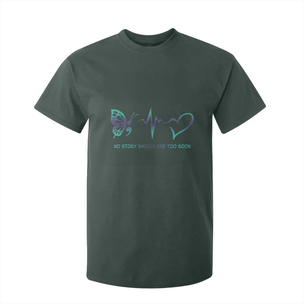 Suicide Prevention Support T Shirt For Kid No Story Should End Too Soon Butterfly Heartbeat