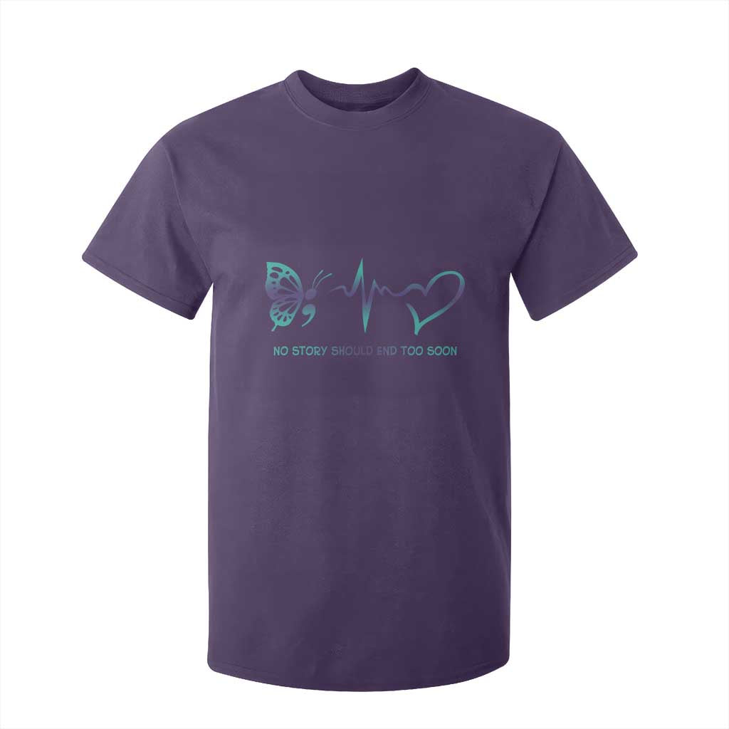 Suicide Prevention Support T Shirt For Kid No Story Should End Too Soon Butterfly Heartbeat