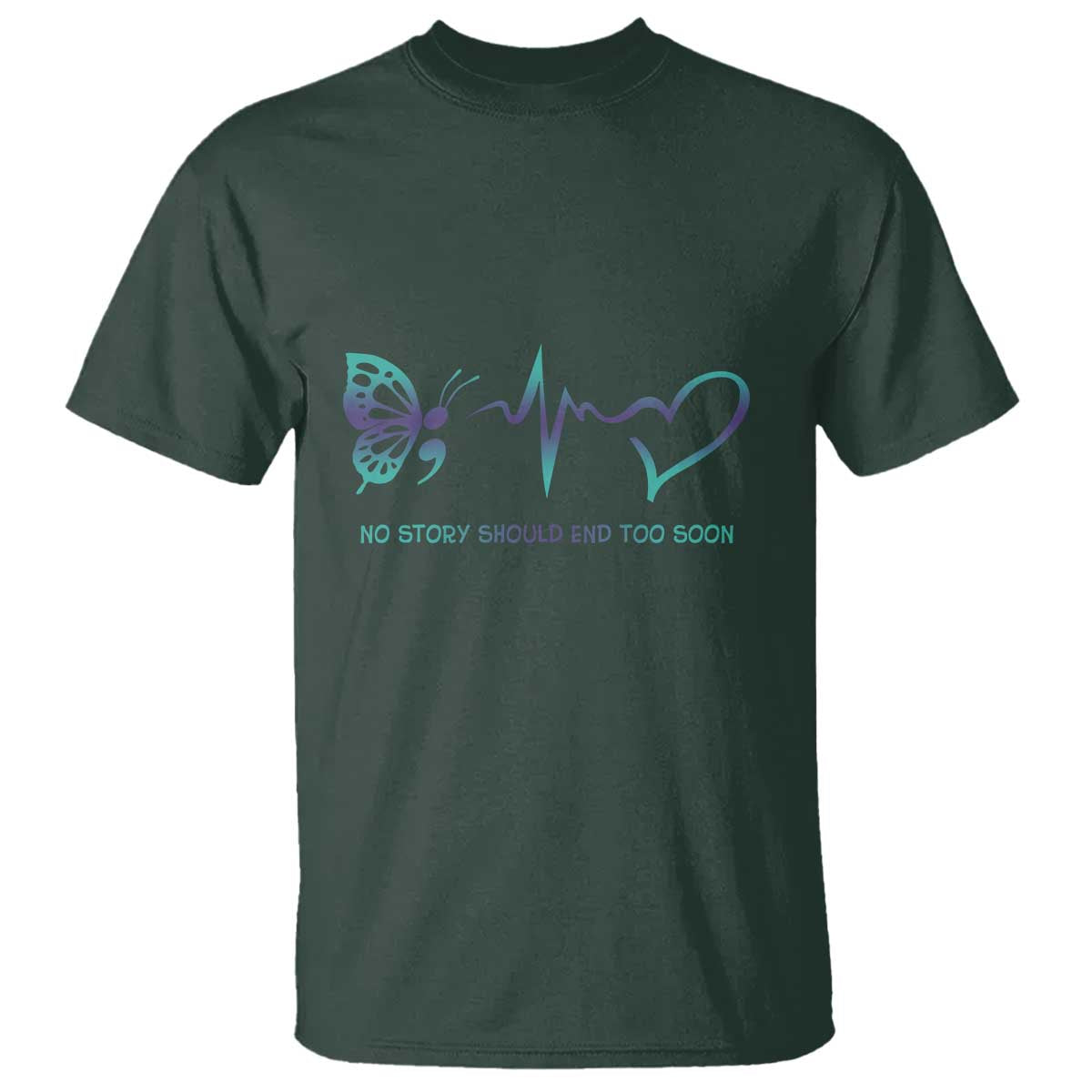 Suicide Prevention Support T Shirt No Story Should End Too Soon Butterfly Heartbeat