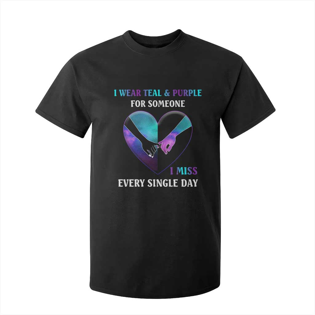 I Wear Teal & Purple for Someone I Miss Every Single Day Suicide Prevention T Shirt For Kid