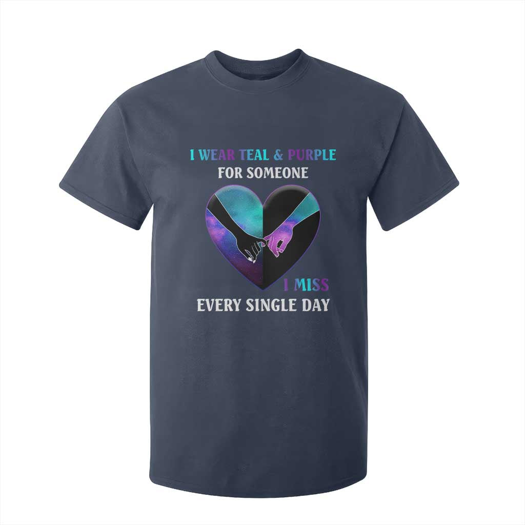 I Wear Teal & Purple for Someone I Miss Every Single Day Suicide Prevention T Shirt For Kid
