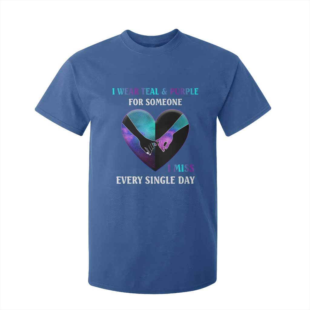 I Wear Teal & Purple for Someone I Miss Every Single Day Suicide Prevention T Shirt For Kid