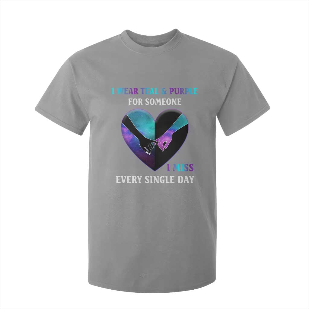 I Wear Teal & Purple for Someone I Miss Every Single Day Suicide Prevention T Shirt For Kid