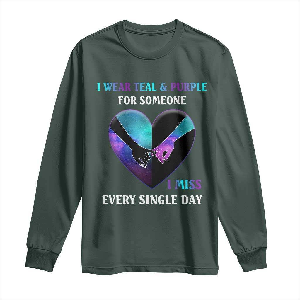 I Wear Teal & Purple for Someone I Miss Every Single Day Suicide Prevention Long Sleeve Shirt