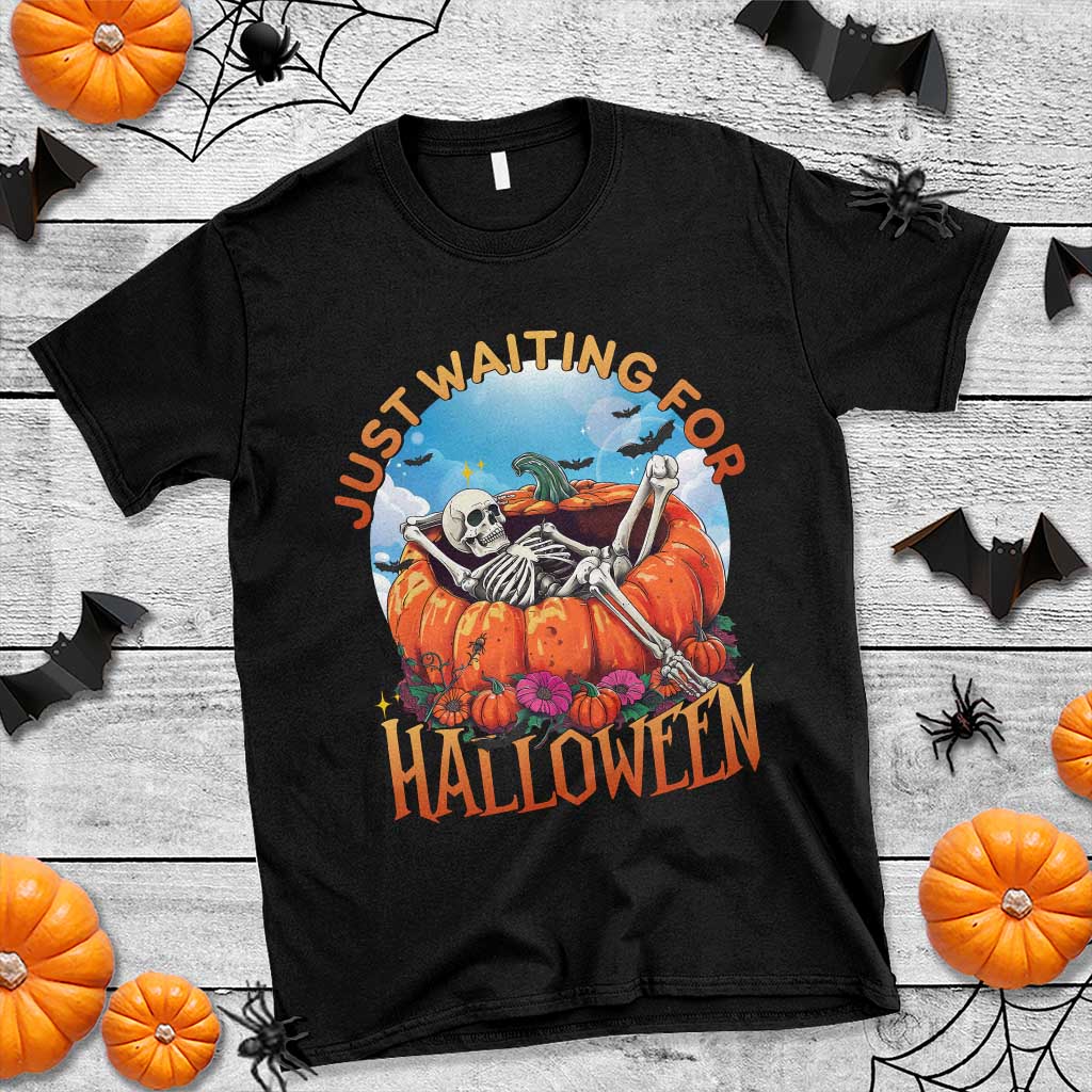 just-waiting-for-halloween-t-shirt-spooky-skeleton-pumpkin-summer-vibes
