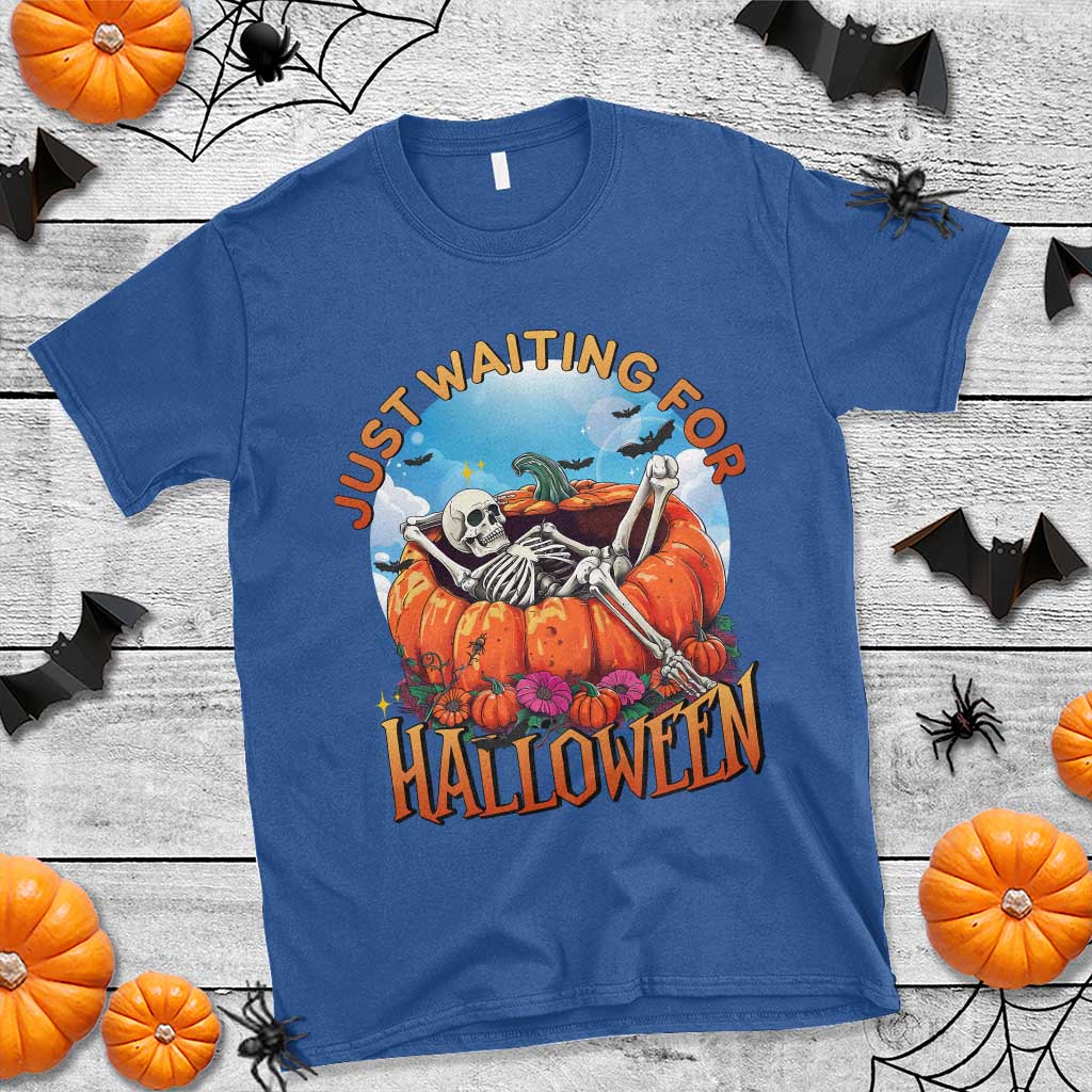 just-waiting-for-halloween-t-shirt-spooky-skeleton-pumpkin-summer-vibes