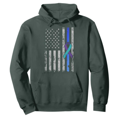Police Suicide Prevention Support American Flag Ribbon Support Hoodie