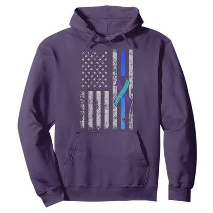 Police Suicide Prevention Support American Flag Ribbon Support Hoodie