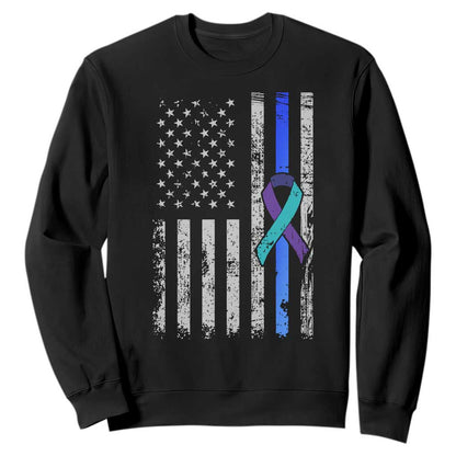 Police Suicide Prevention Support American Flag Ribbon Support Sweatshirt