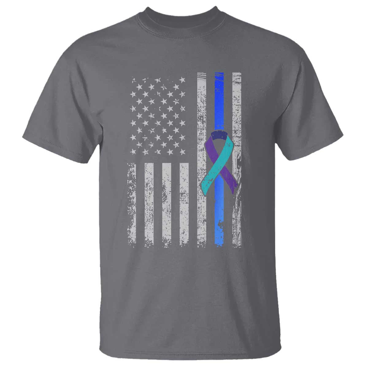 Police Suicide Prevention Support American Flag Ribbon Support T Shirt