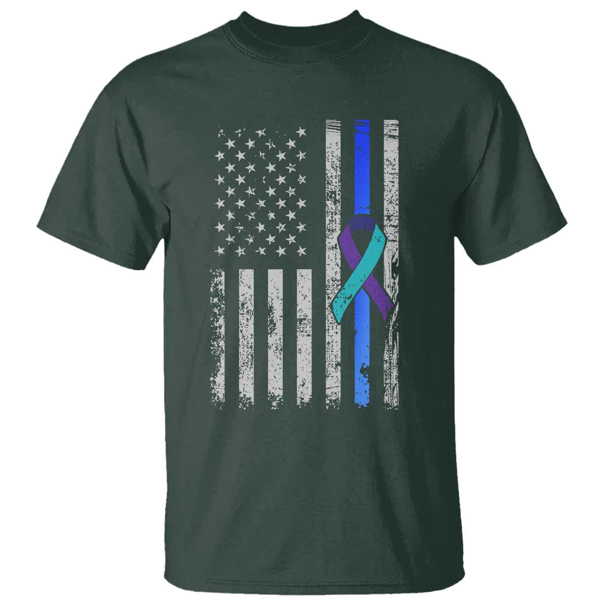 Police Suicide Prevention Support American Flag Ribbon Support T Shirt