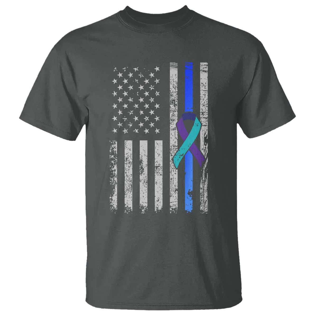 Police Suicide Prevention Support American Flag Ribbon Support T Shirt