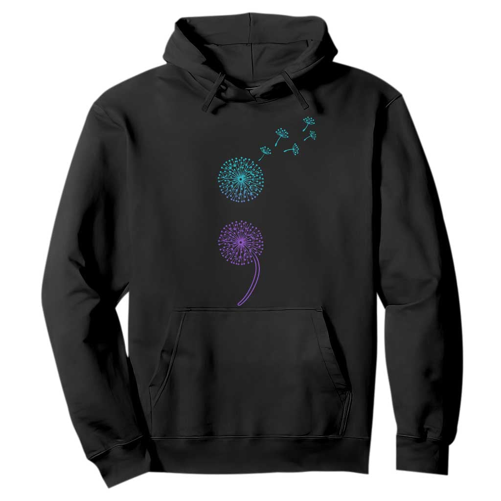 Semicolon Suicide Prevention Support Dandelion Graphic Hoodie
