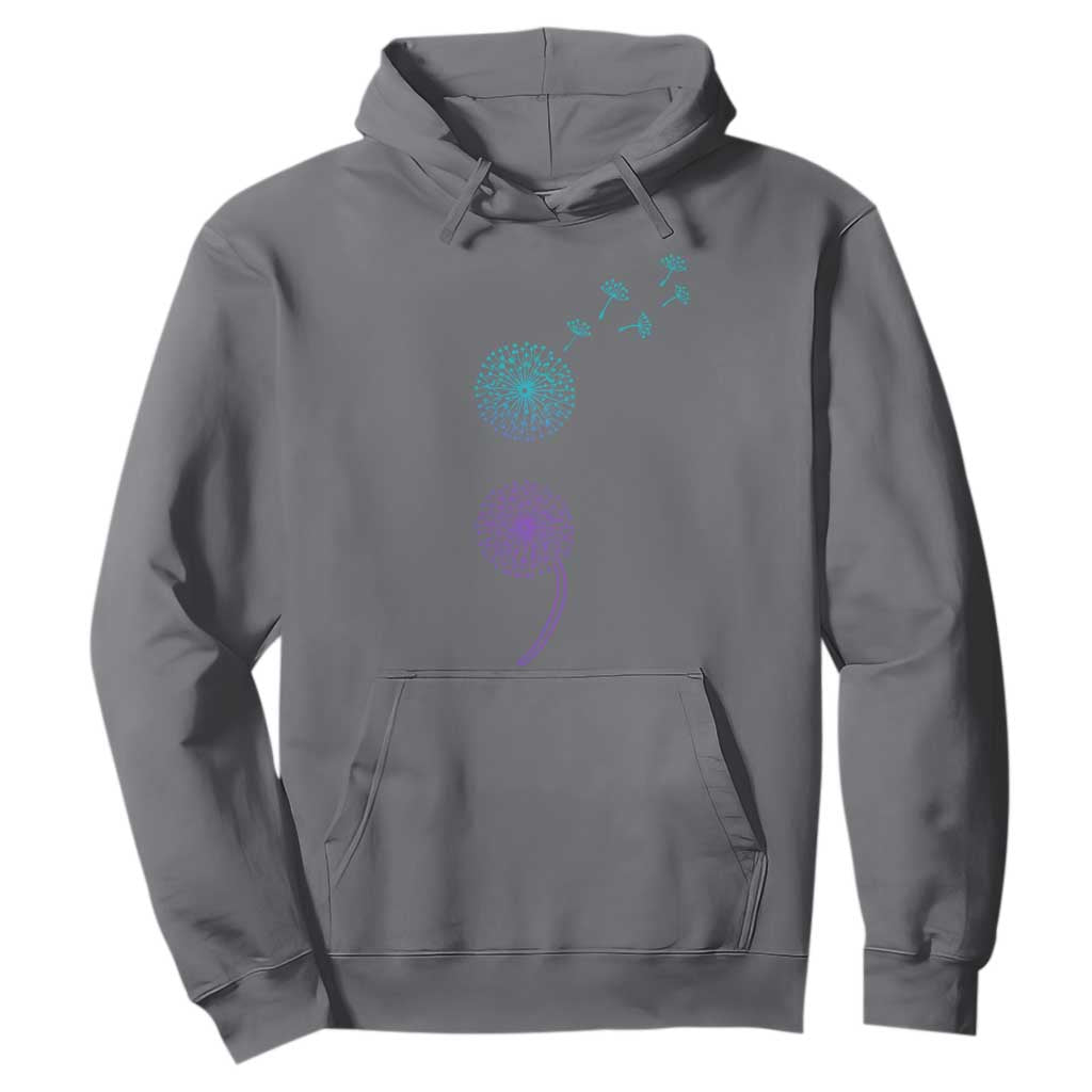 Semicolon Suicide Prevention Support Dandelion Graphic Hoodie