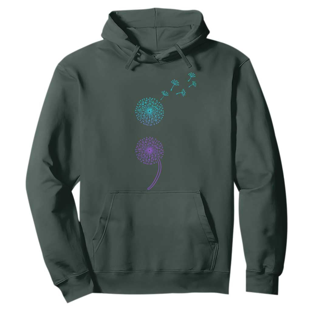 Semicolon Suicide Prevention Support Dandelion Graphic Hoodie