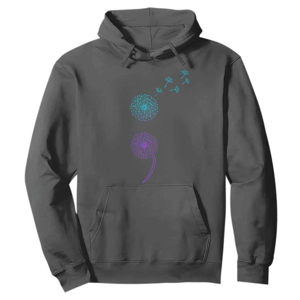Semicolon Suicide Prevention Support Dandelion Graphic Hoodie