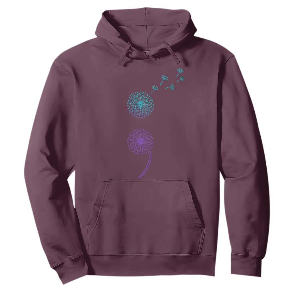 Semicolon Suicide Prevention Support Dandelion Graphic Hoodie