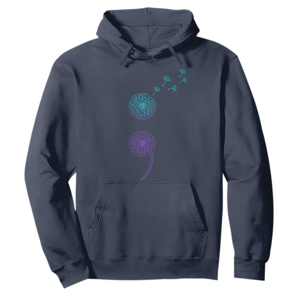 Semicolon Suicide Prevention Support Dandelion Graphic Hoodie
