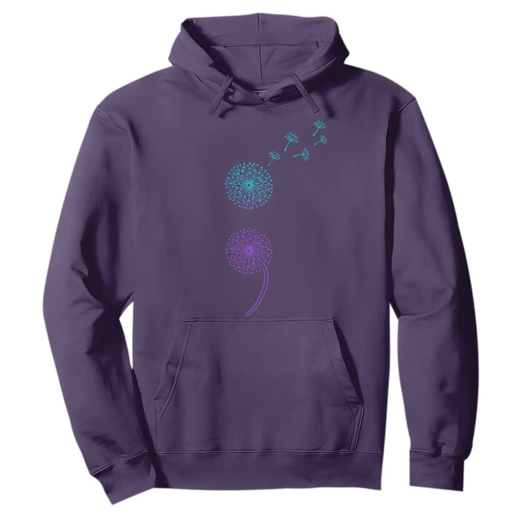 Semicolon Suicide Prevention Support Dandelion Graphic Hoodie