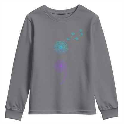 Semicolon Suicide Prevention Support Dandelion Graphic Youth Sweatshirt