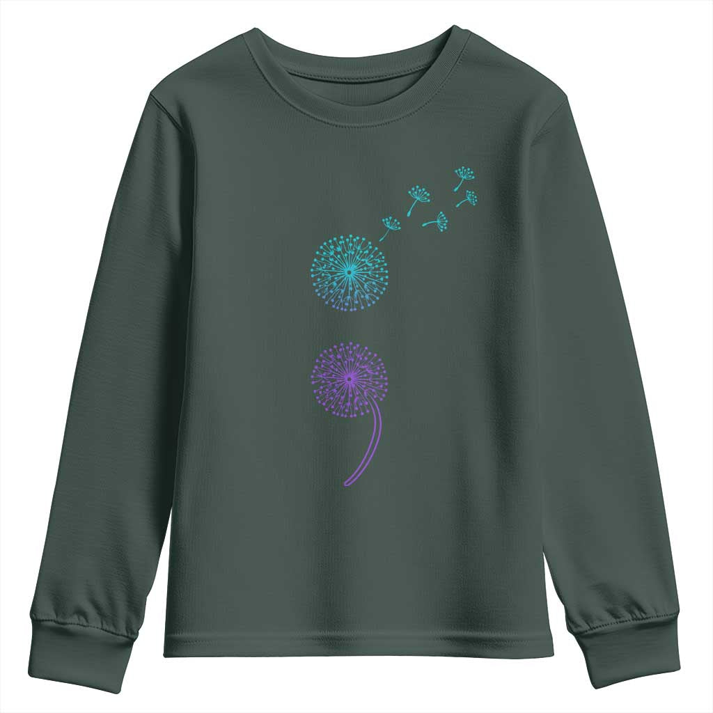 Semicolon Suicide Prevention Support Dandelion Graphic Youth Sweatshirt