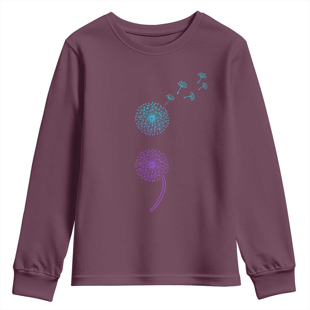 Semicolon Suicide Prevention Support Dandelion Graphic Youth Sweatshirt