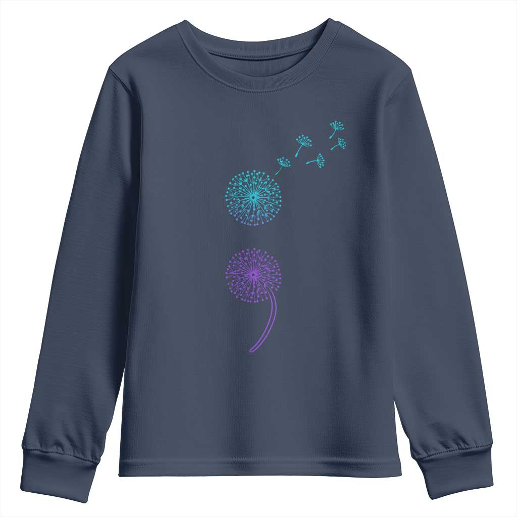 Semicolon Suicide Prevention Support Dandelion Graphic Youth Sweatshirt