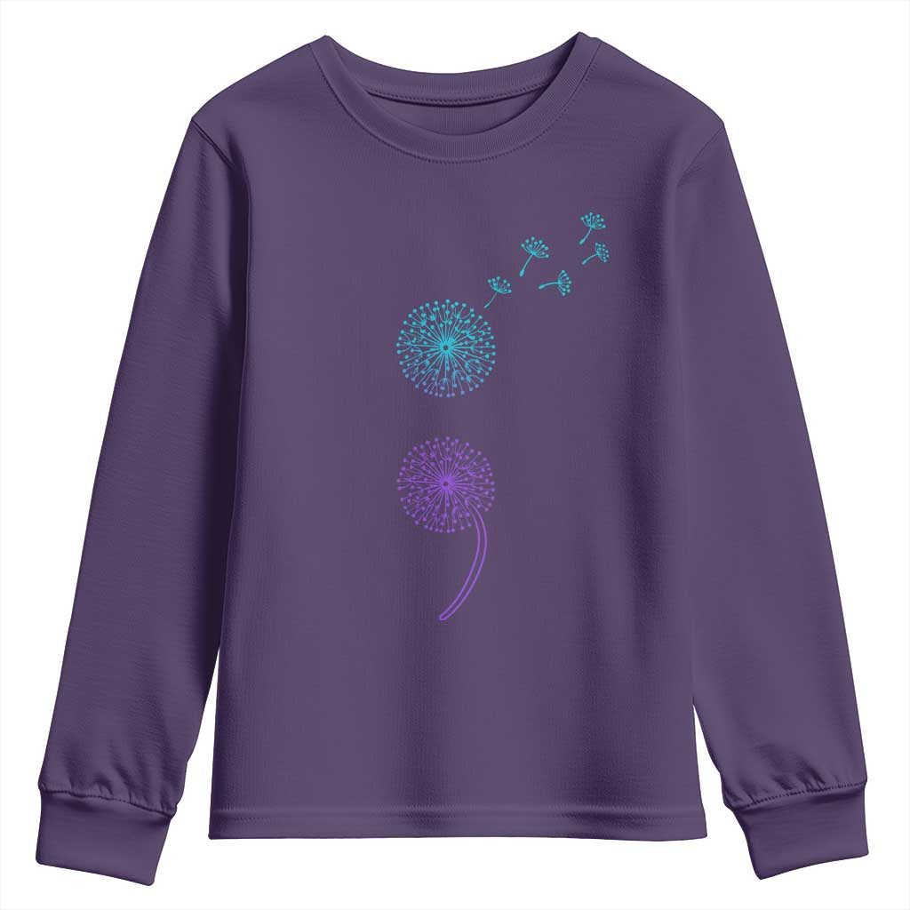 Semicolon Suicide Prevention Support Dandelion Graphic Youth Sweatshirt