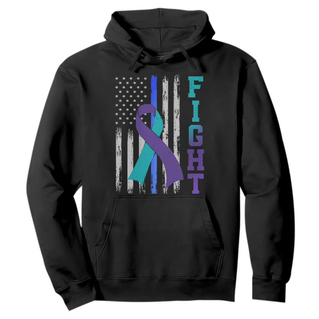 Fight Police Suicide Prevention Support American Flag Ribbon Support Hoodie