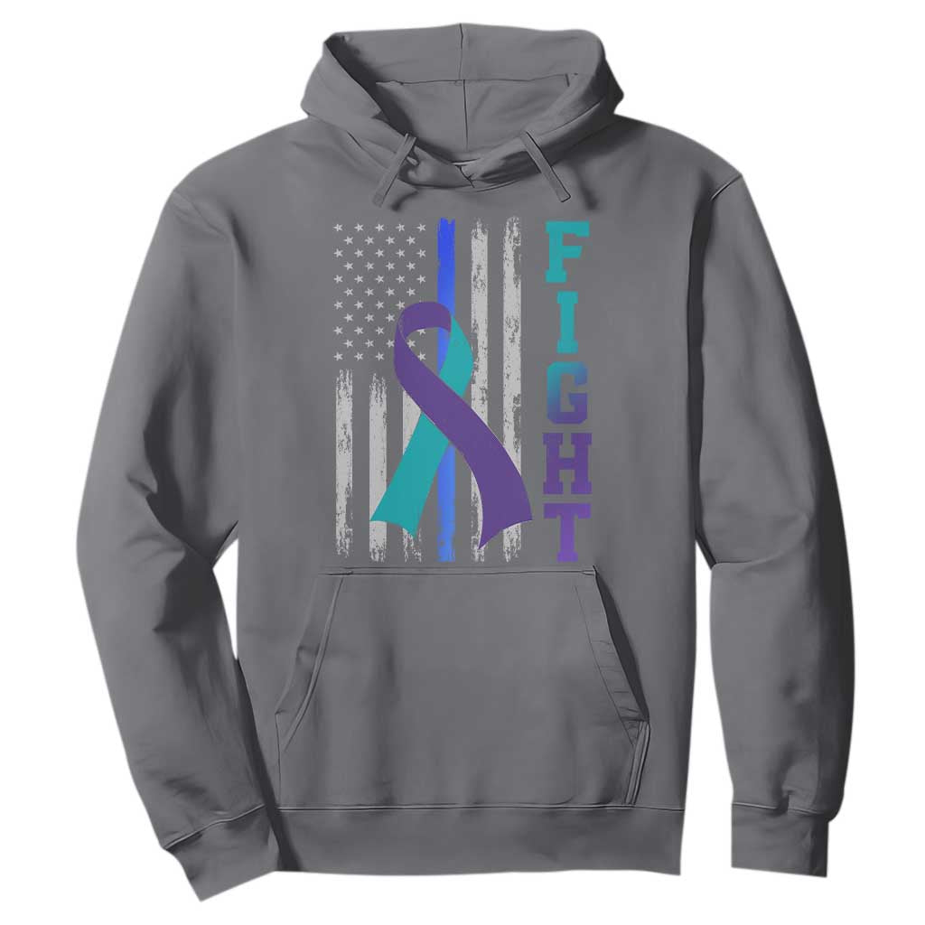 Fight Police Suicide Prevention Support American Flag Ribbon Support Hoodie