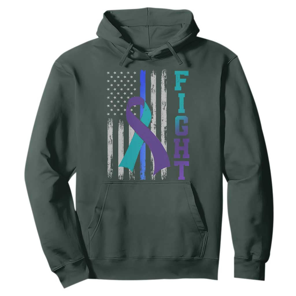 Fight Police Suicide Prevention Support American Flag Ribbon Support Hoodie