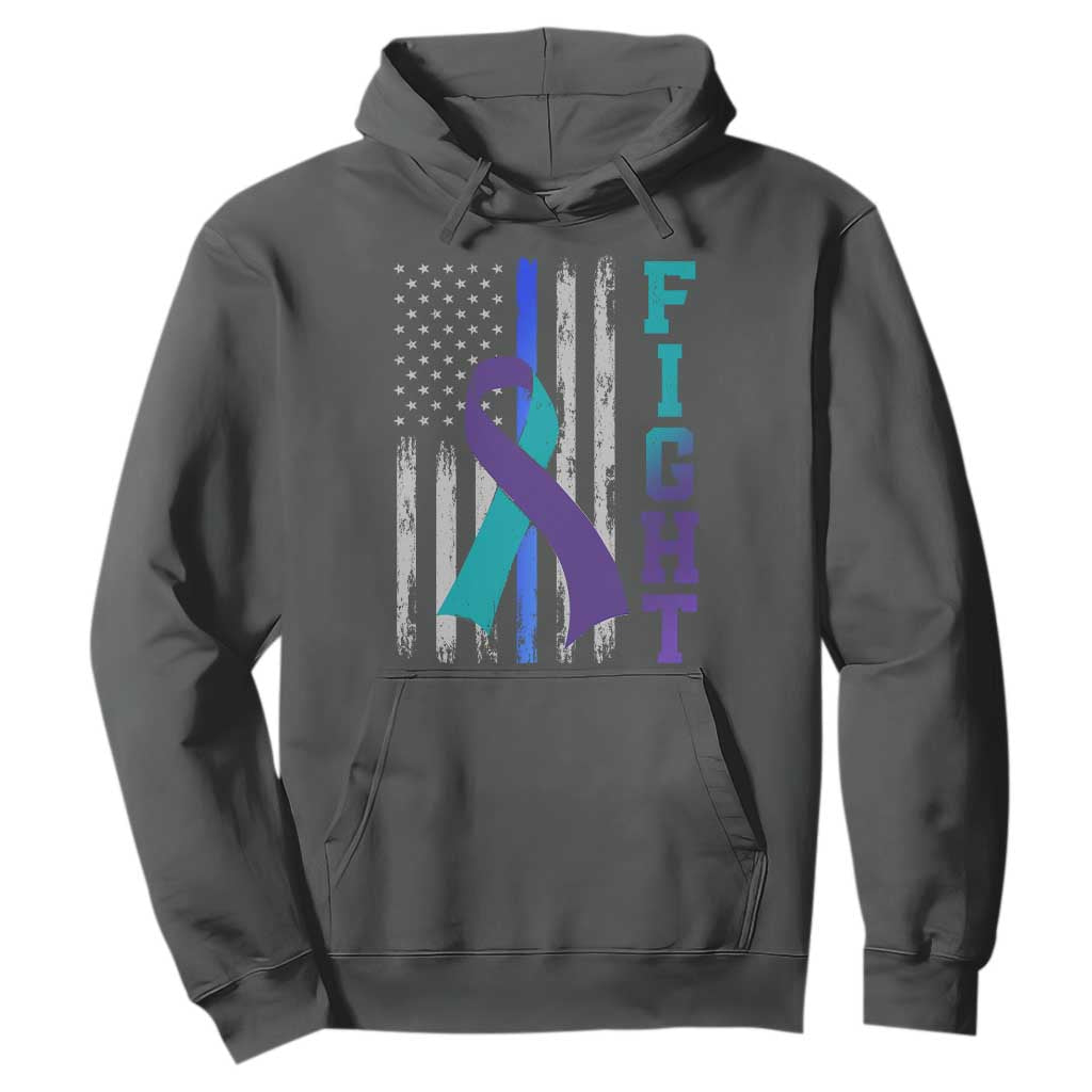Fight Police Suicide Prevention Support American Flag Ribbon Support Hoodie