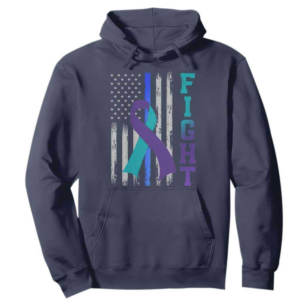 Fight Police Suicide Prevention Support American Flag Ribbon Support Hoodie