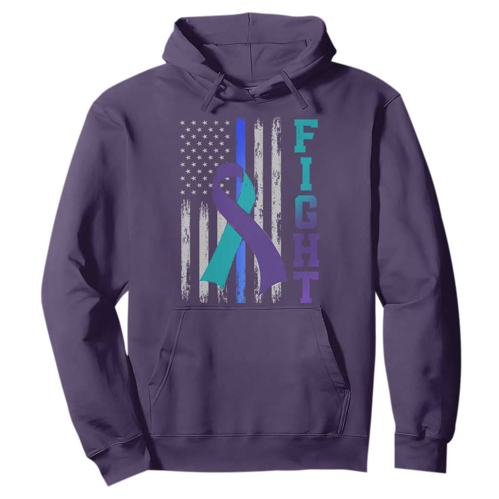 Fight Police Suicide Prevention Support American Flag Ribbon Support Hoodie