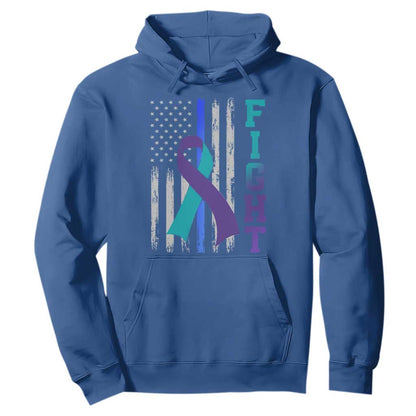 Fight Police Suicide Prevention Support American Flag Ribbon Support Hoodie