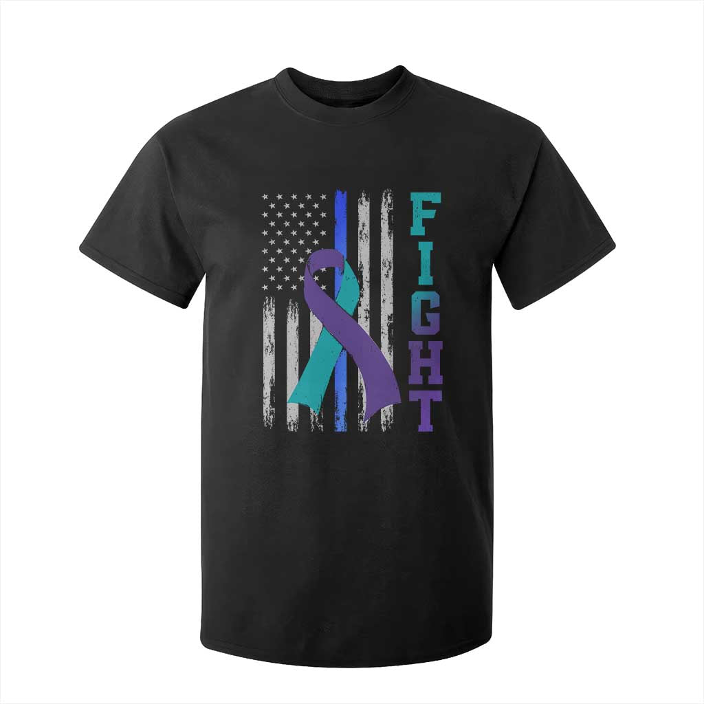 Fight Police Suicide Prevention Support American Flag Ribbon Support T Shirt For Kid