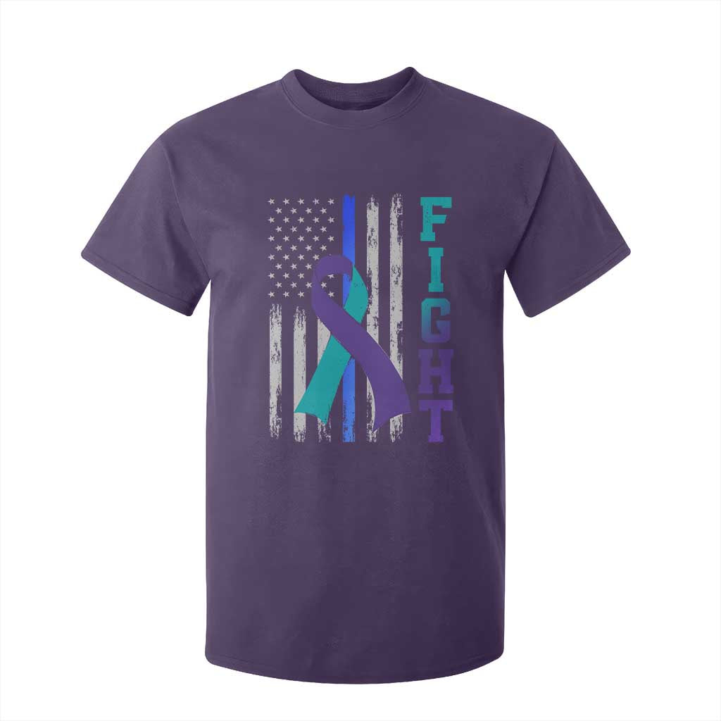Fight Police Suicide Prevention Support American Flag Ribbon Support T Shirt For Kid