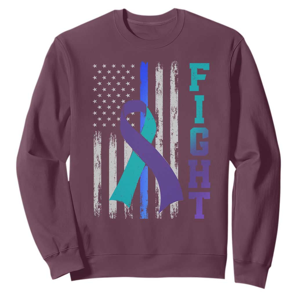 Fight Police Suicide Prevention Support American Flag Ribbon Support Sweatshirt