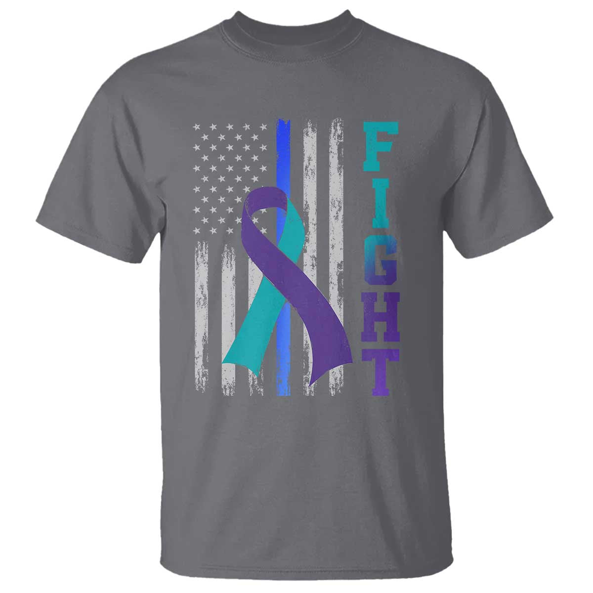 Fight Police Suicide Prevention Support American Flag Ribbon Support T Shirt