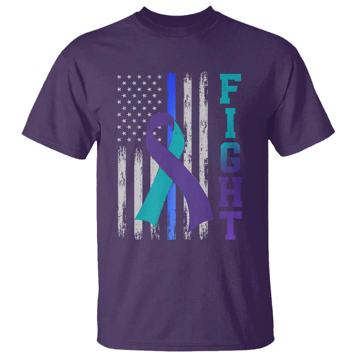 Fight Police Suicide Prevention Support American Flag Ribbon Support T Shirt