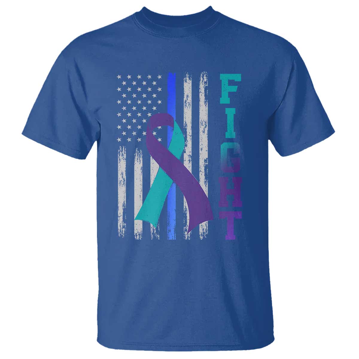 Fight Police Suicide Prevention Support American Flag Ribbon Support T Shirt