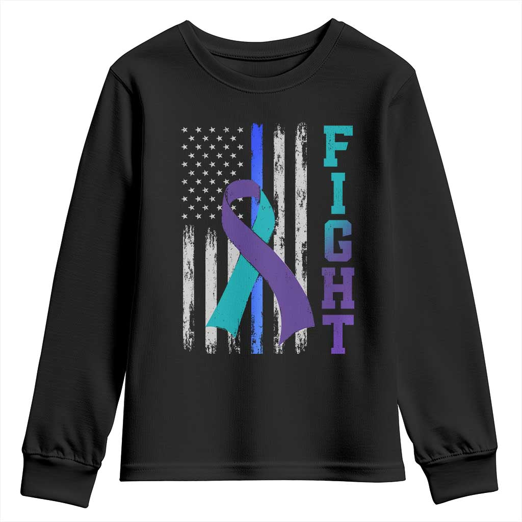 Fight Police Suicide Prevention Support American Flag Ribbon Support Youth Sweatshirt