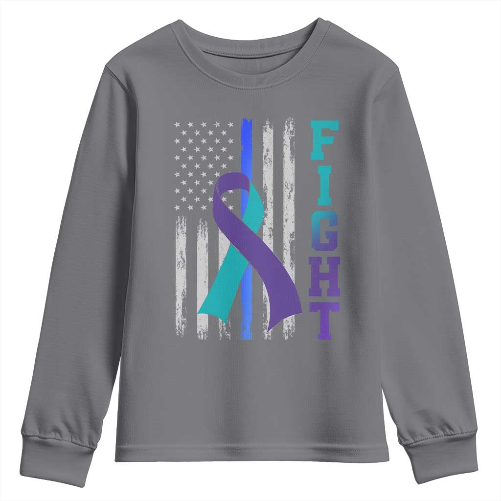 Fight Police Suicide Prevention Support American Flag Ribbon Support Youth Sweatshirt