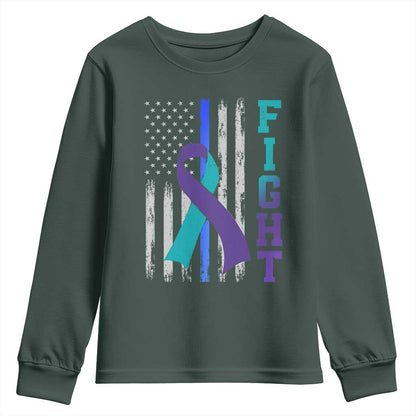 Fight Police Suicide Prevention Support American Flag Ribbon Support Youth Sweatshirt