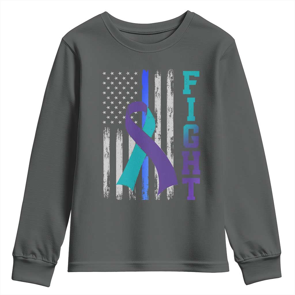 Fight Police Suicide Prevention Support American Flag Ribbon Support Youth Sweatshirt