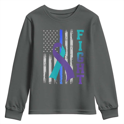 Fight Police Suicide Prevention Support American Flag Ribbon Support Youth Sweatshirt