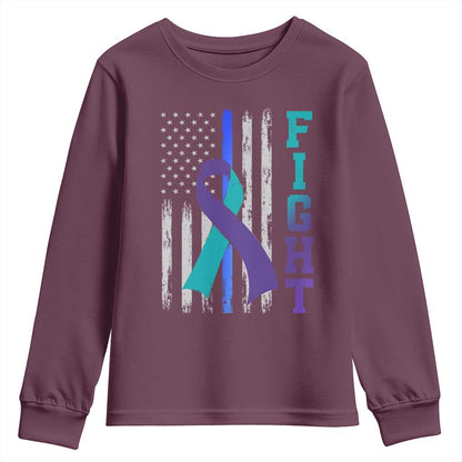 Fight Police Suicide Prevention Support American Flag Ribbon Support Youth Sweatshirt