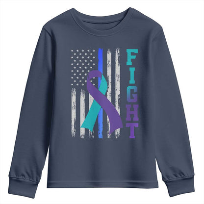 Fight Police Suicide Prevention Support American Flag Ribbon Support Youth Sweatshirt